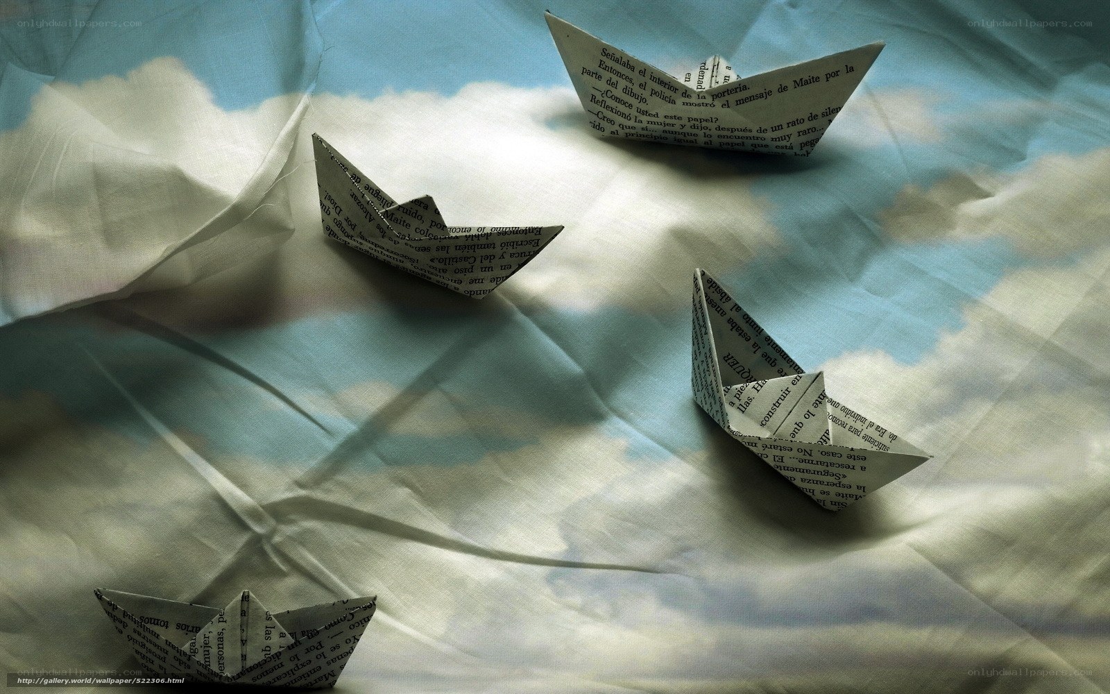 Paper boats on cloud fabric