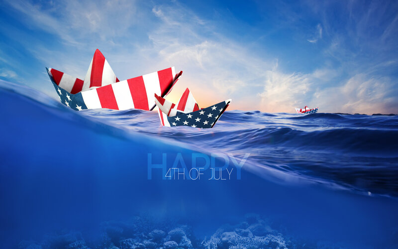 Paper Boats on Water — Blue, Serene, Sunset