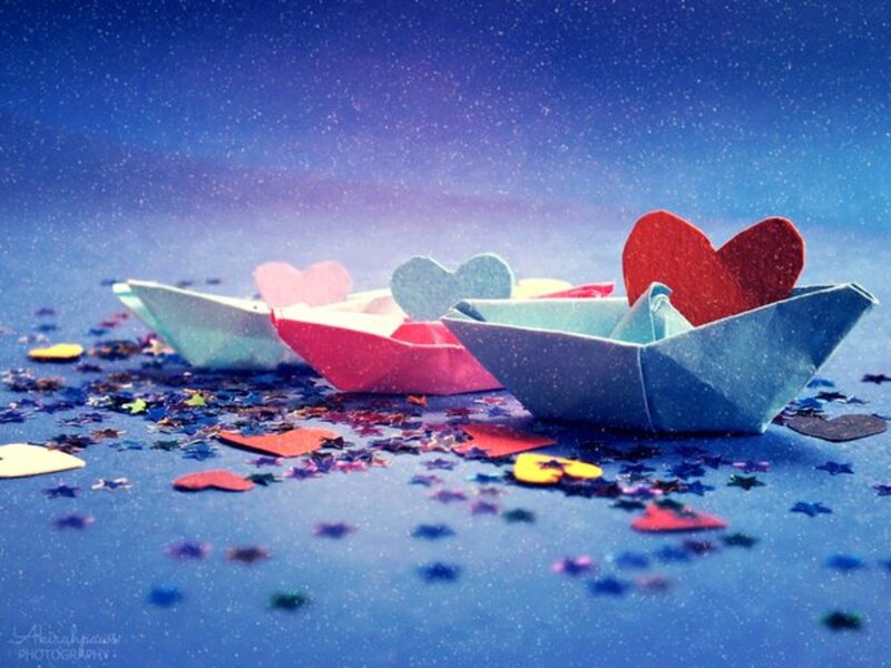 Paper Boats with Hearts