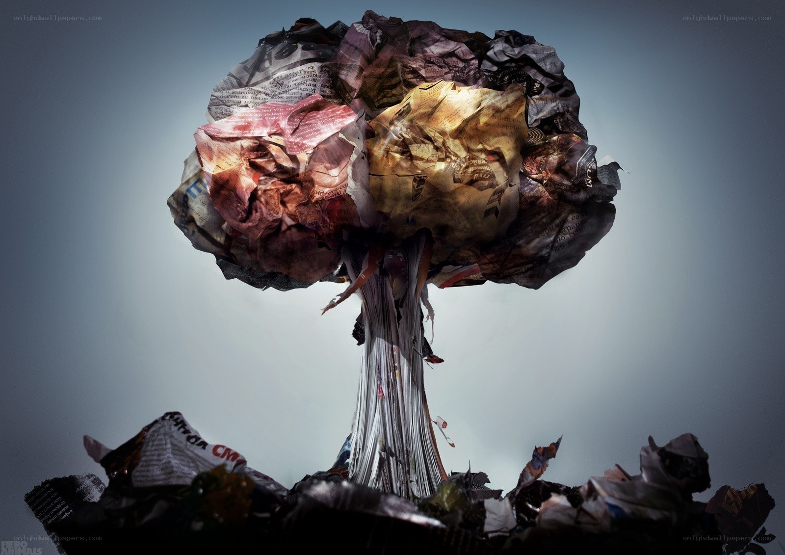 Paper bomb explosion sculpture