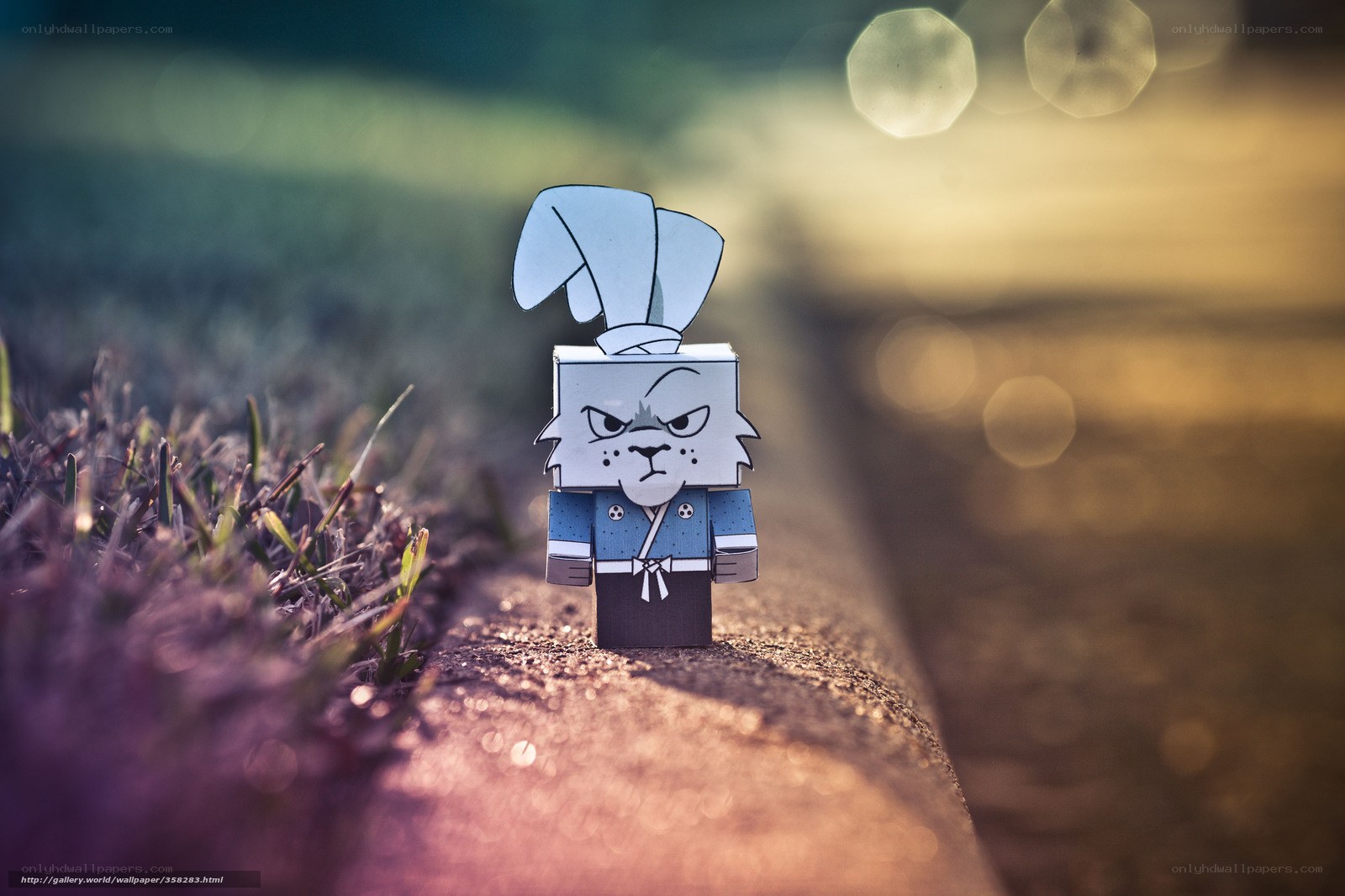 paper bunny figurine on path