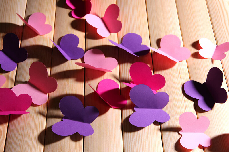 Paper Butterflies on Wood