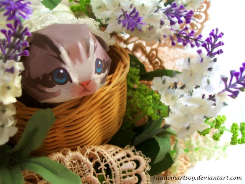 Paper Cat in Basket