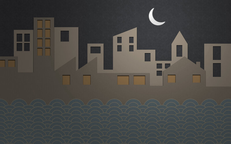 Paper-cut Cityscape — Gray