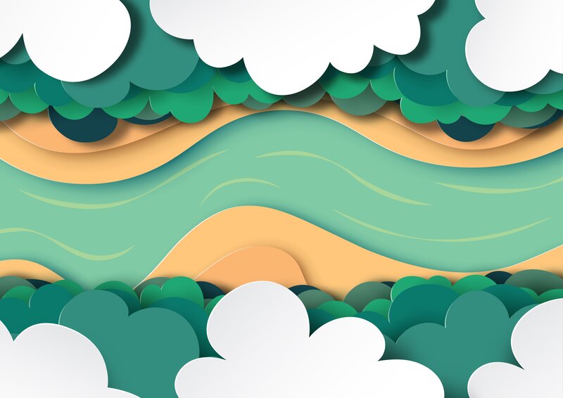 Paper-cut Landscape — Green