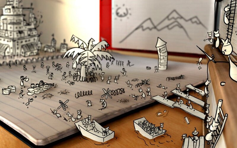 Paper Cutout Army Scene