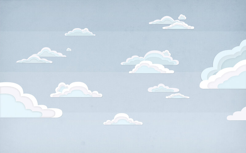 paper cutout clouds in sky