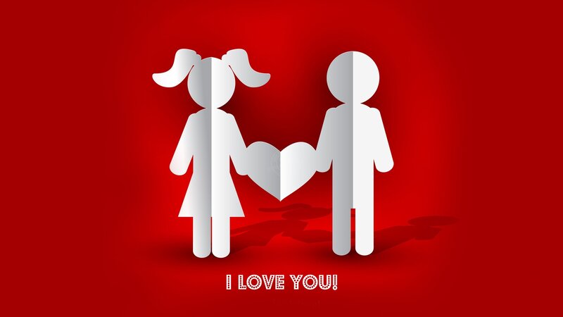 Paper Cutout Couple — Red