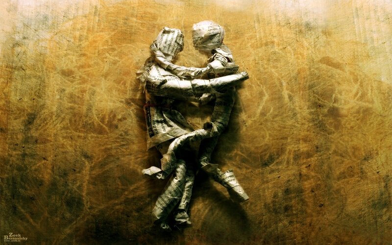 Paper Figures Embracing — Brown