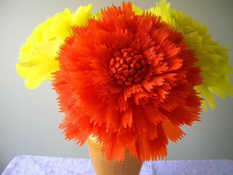 Paper Flowers in a Vase — Red