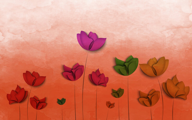 Paper Flowers on Textured Background