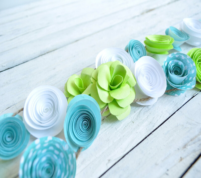 Paper Flowers on Wood — White