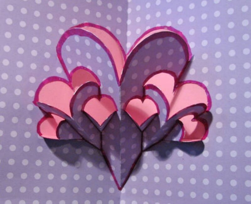 paper heart pop-up card