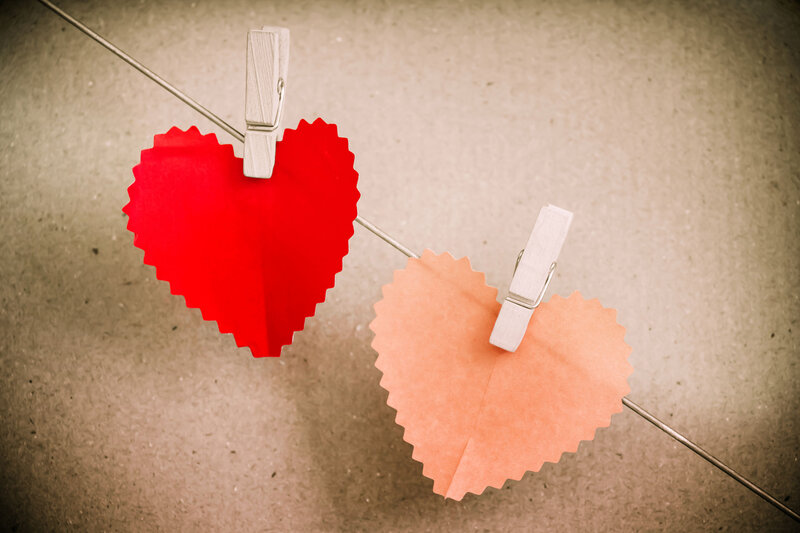 Paper Hearts on Clothesline