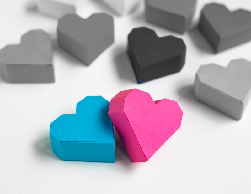 Paper Hearts on White