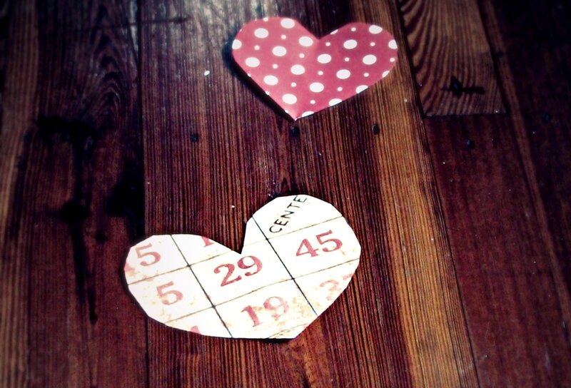 Paper Hearts on Wood — Brown