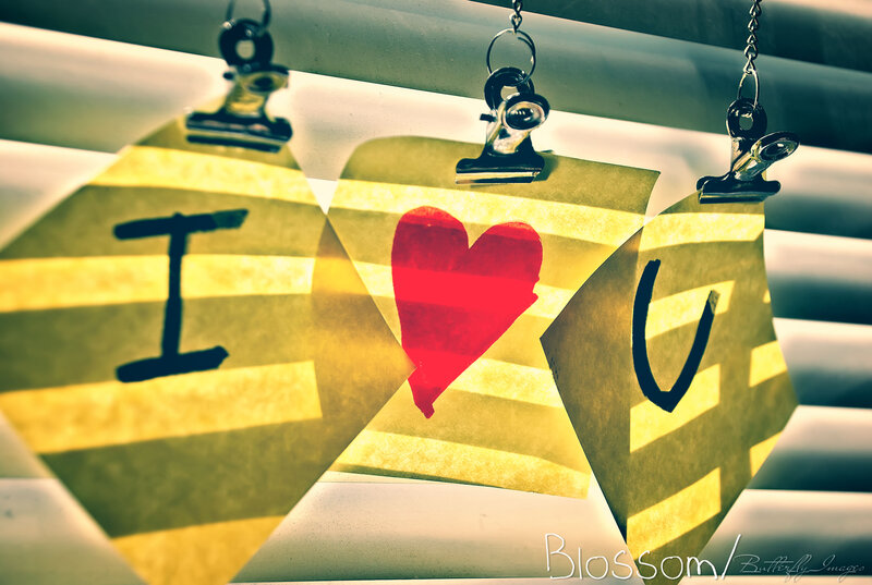 Paper Hearts with I Love You