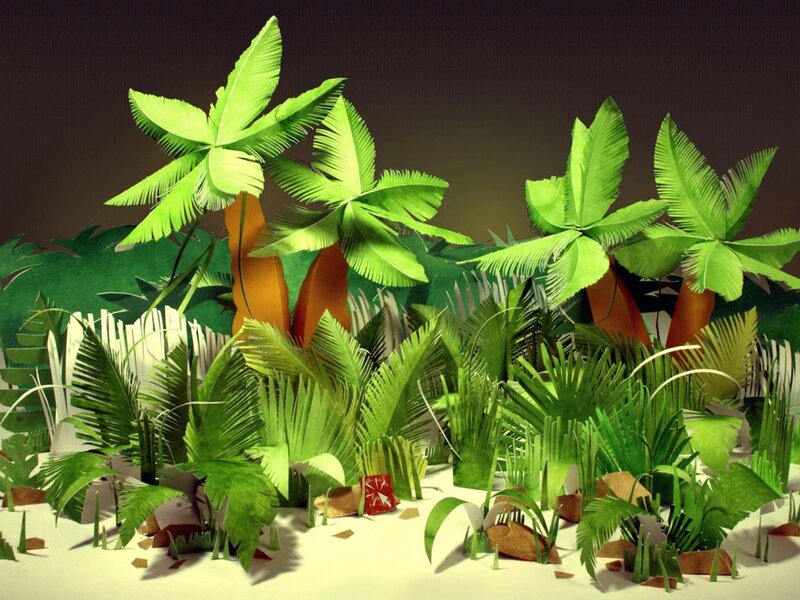 Paper Jungle Diorama — Green