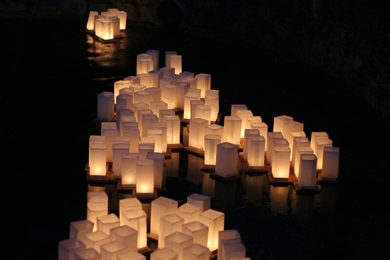 Paper Lanterns on Water — White