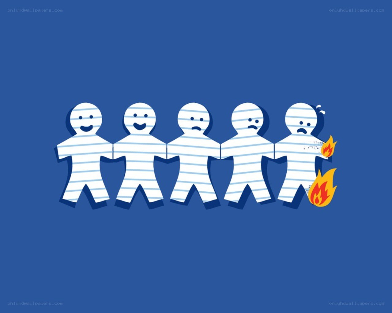 Paper people chain with fire