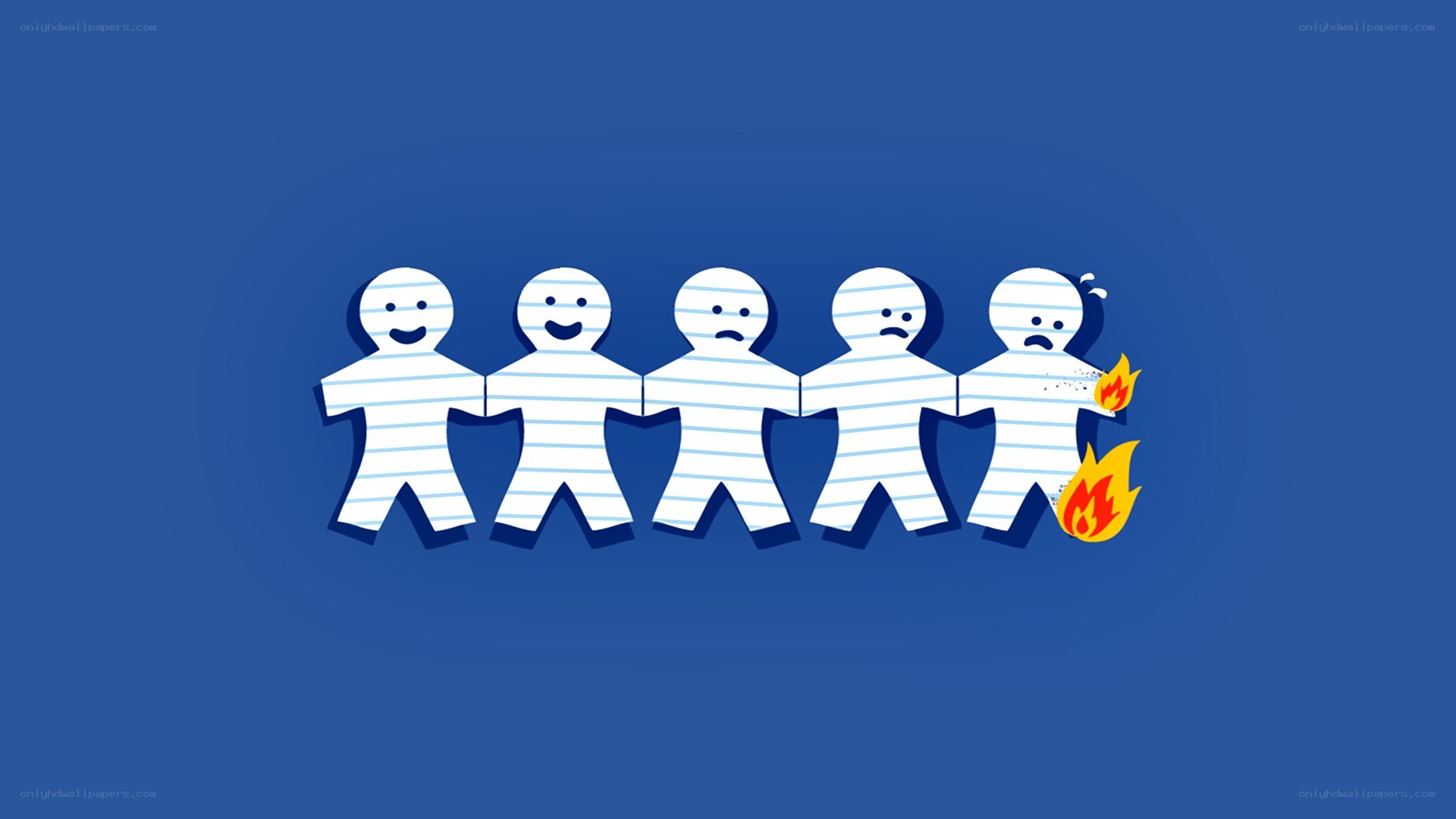 Paper people chain with fire