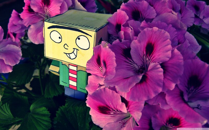 Paper Robot in Flowers