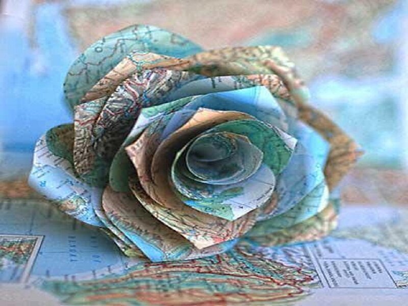 Paper Rose from Map