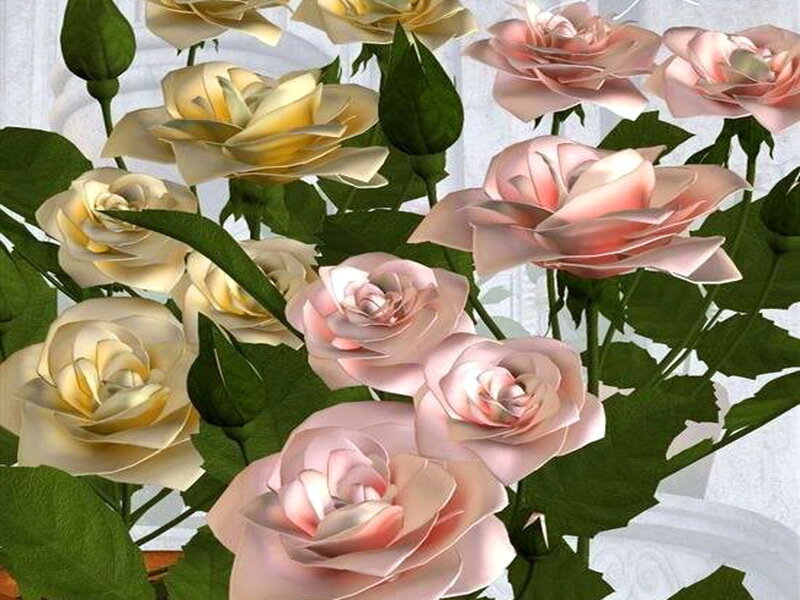 Paper Roses in a Bouquet