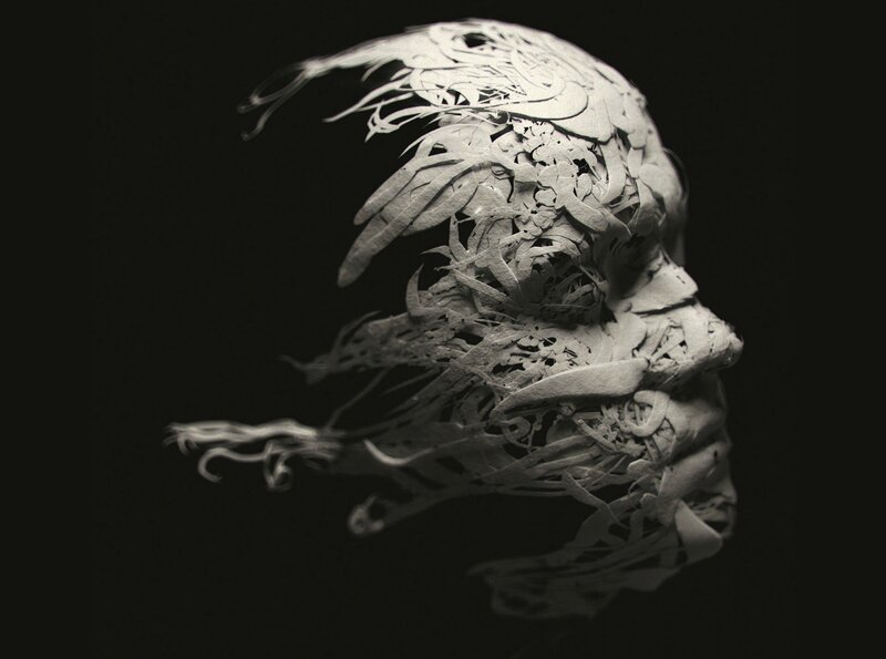 paper sculpture of a head