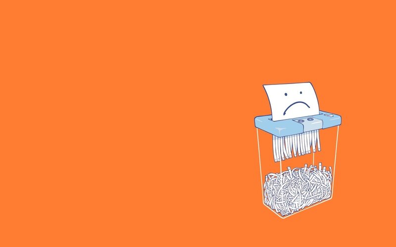 Paper Shredder with Sad Face — Orange, Humorous