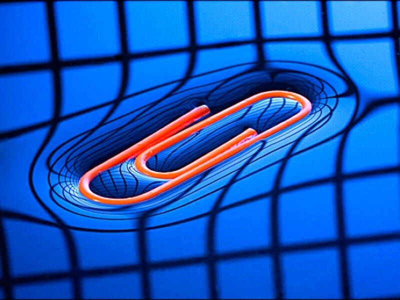 Paperclip warping spacetime