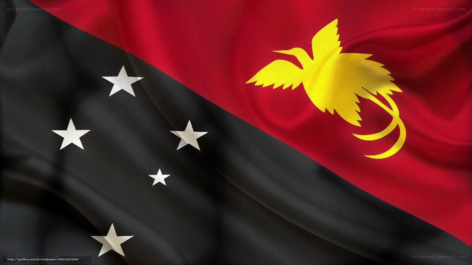 Papua New Guinea flag waving