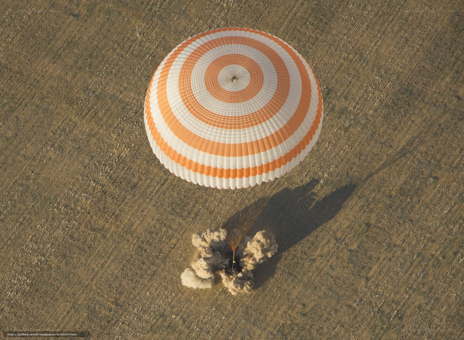 Parachute landing on field