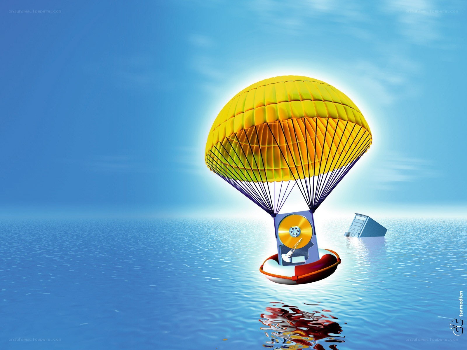 Parachute rescue at sea