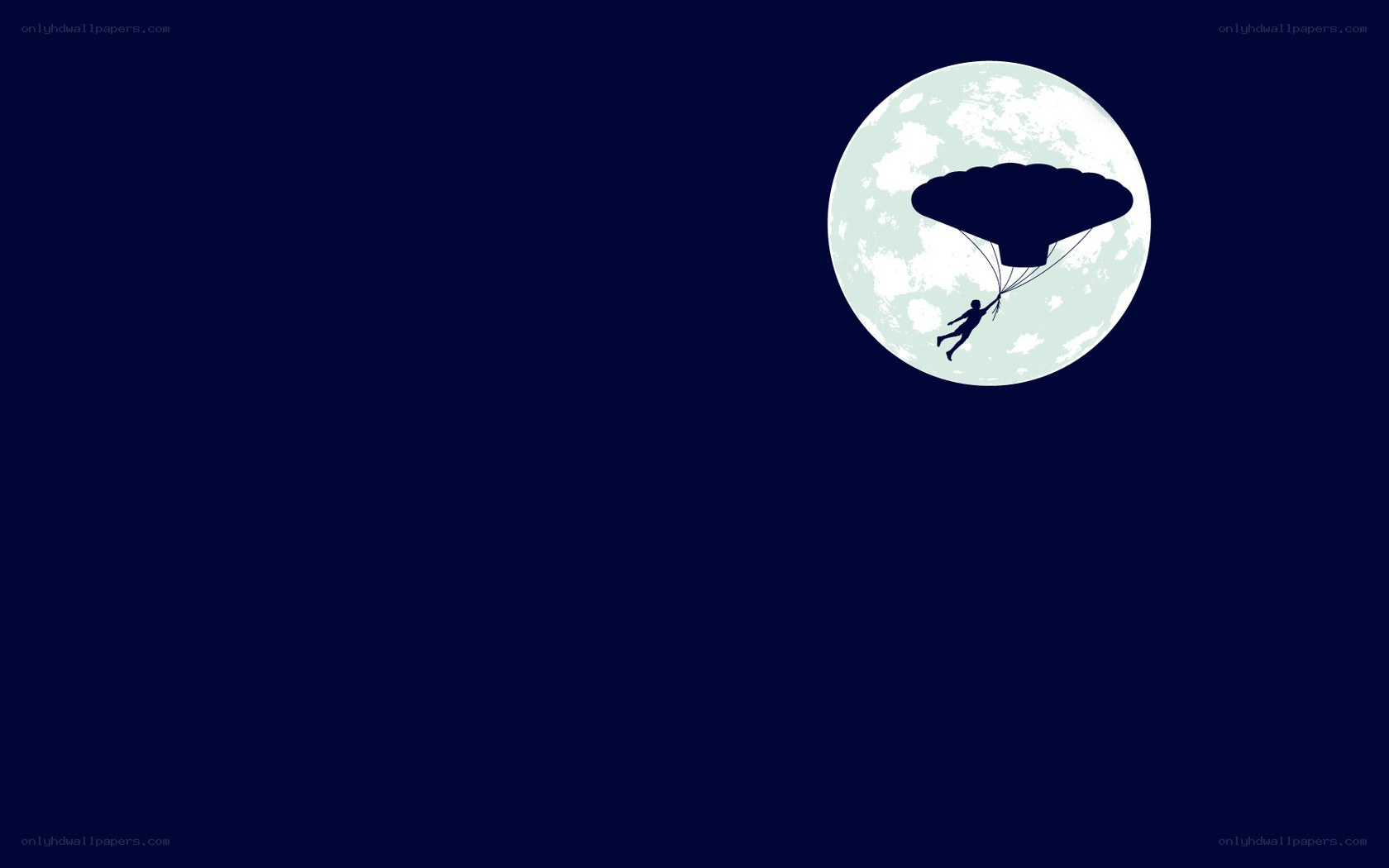 Parachutist against moon