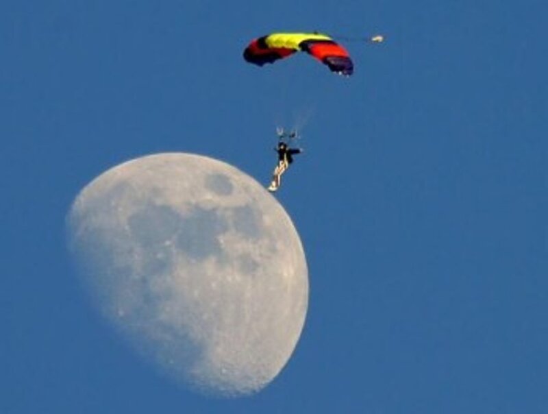 Parachutist Near Moon