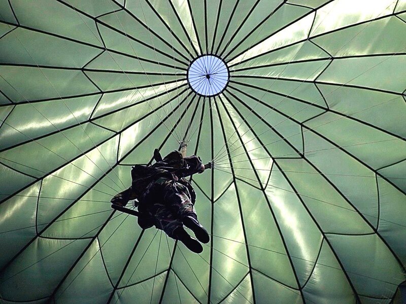 parachutist under canopy