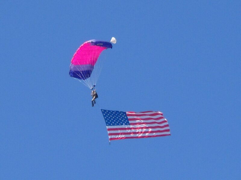 Parachutist with Flag