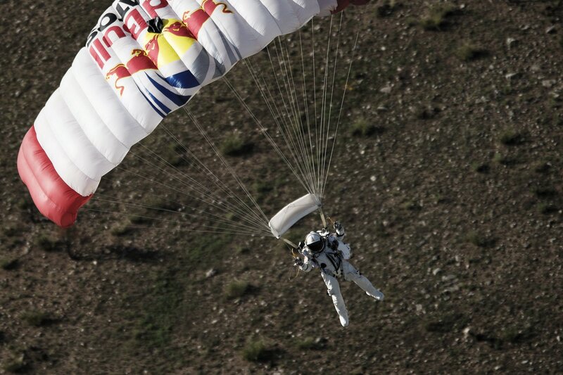 Parachutist with Red Bull canopy