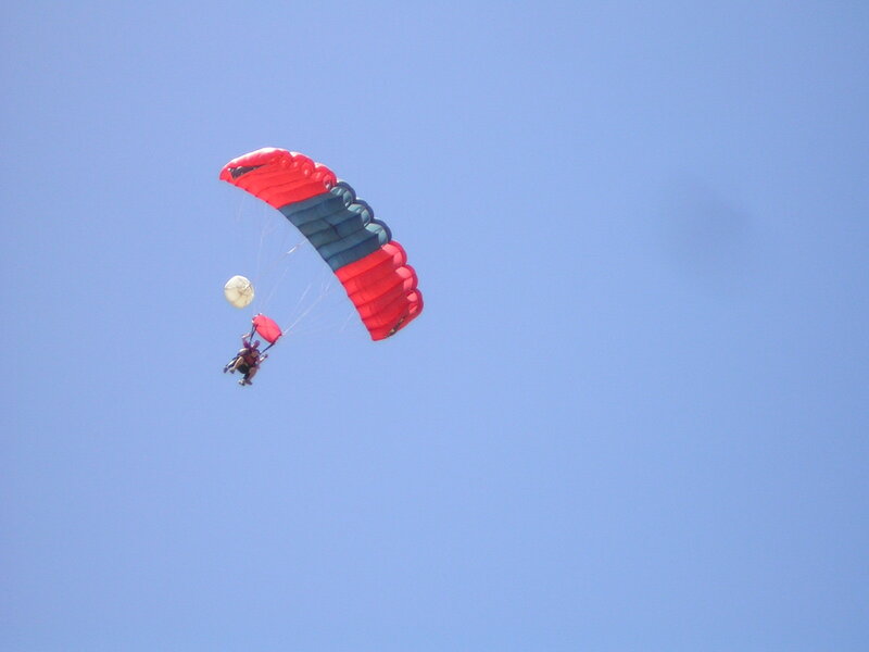 Parachutists in the sky