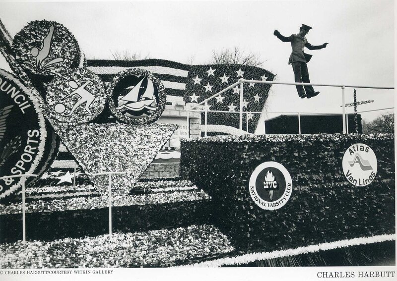 Parade float with American flag