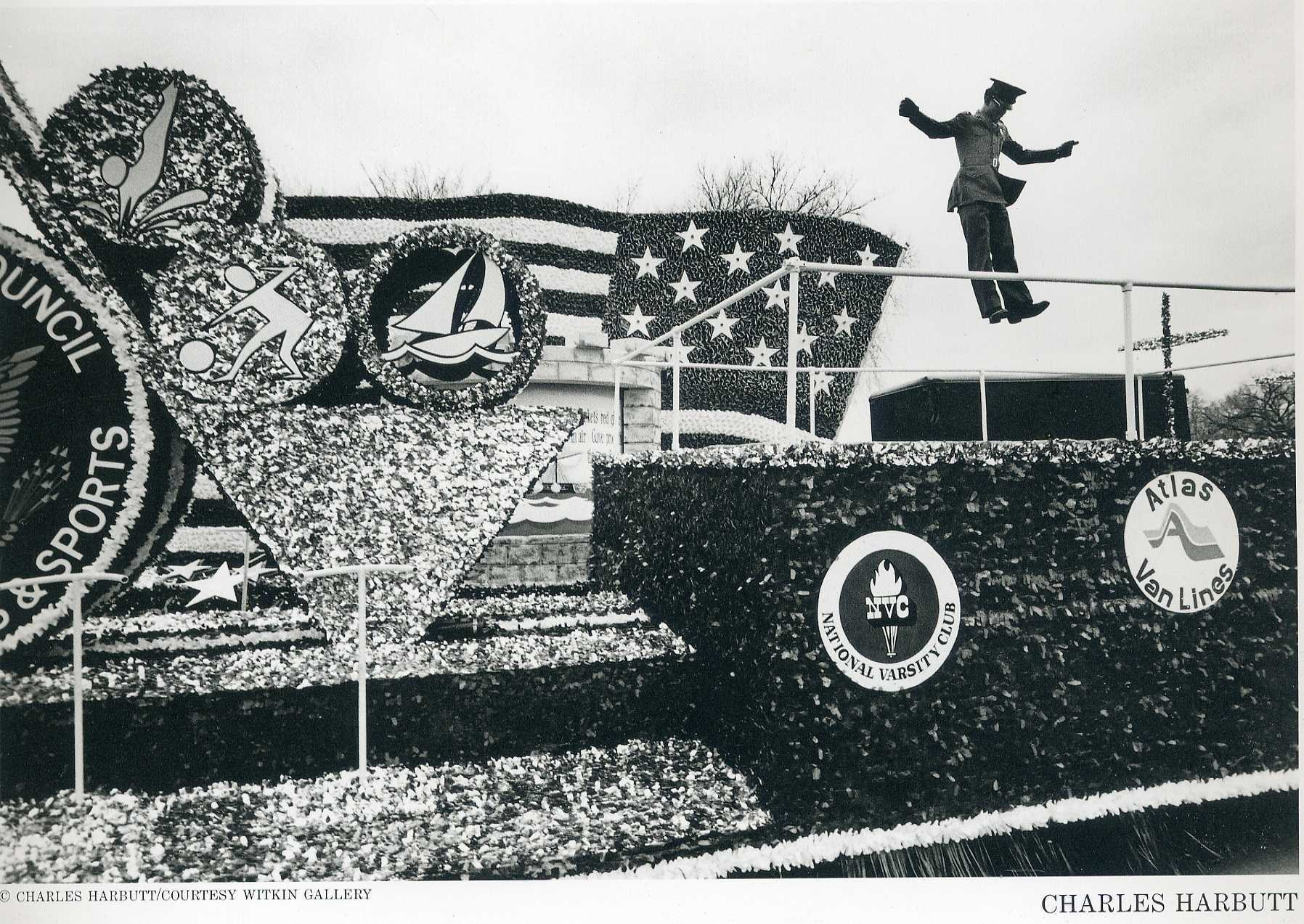 Parade float with American flag