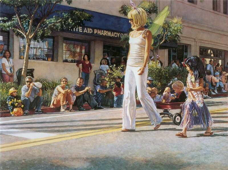 Parade with fairy and hula dancer
