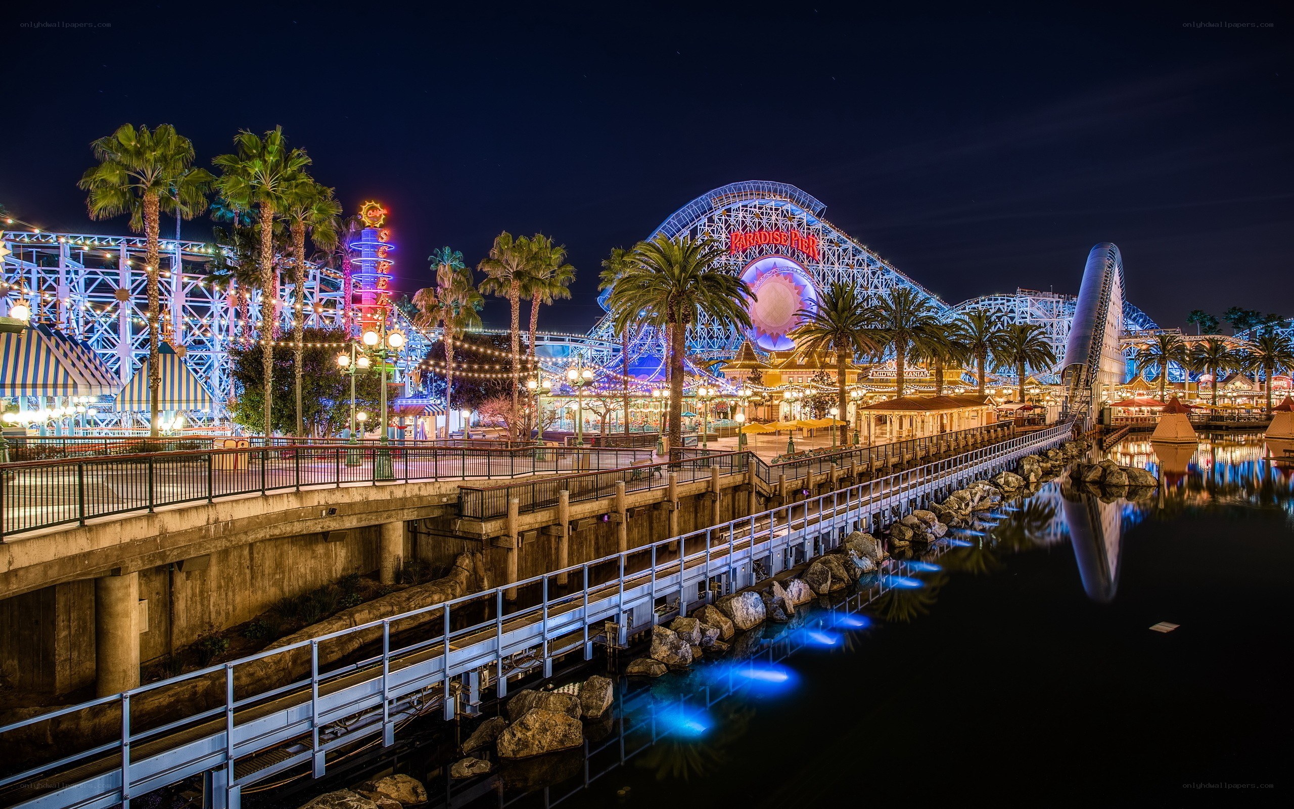 Paradise Pier at night