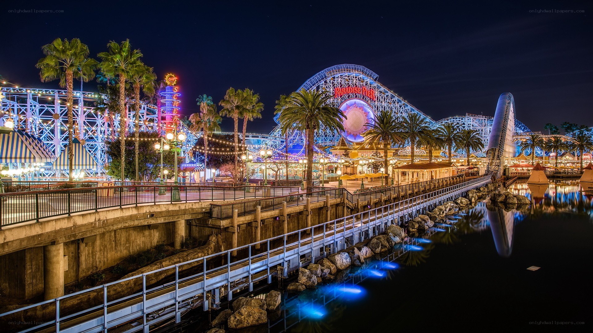Paradise Pier at night