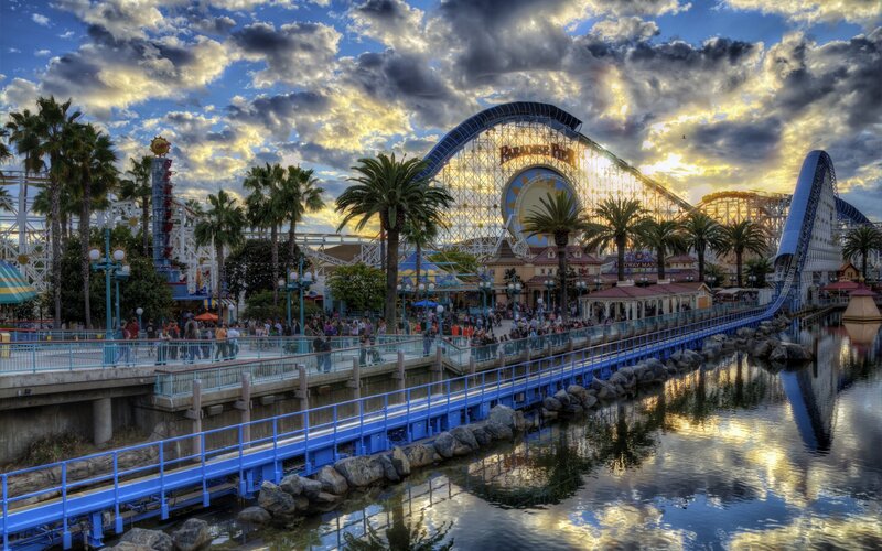 Paradise Pier Roller Coaster — Blue, Dramatic