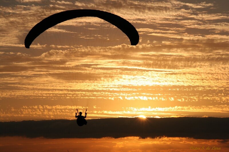Paraglider at Sunset — Orange