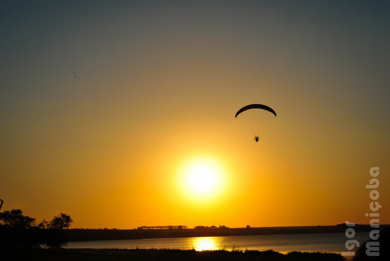 Paraglider at Sunset — Yellow