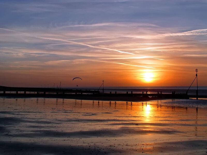 Paraglider over Beach — Orange, Serene