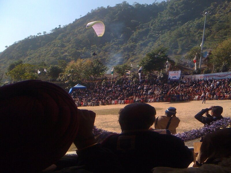 Paraglider over Crowd